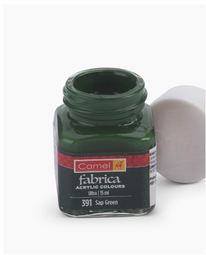 Camel Fabrica Acrylic Colours, Individual bottle of Sap Green in 15 ml